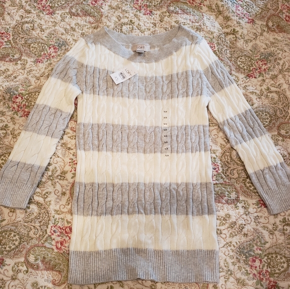 LOFT Sweaters - Ann Taylor LOFT Striped Cable Knit Sweater